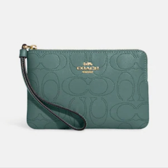 Coach Accessories - COACH Corner Zip Wristlet In Signature Leather